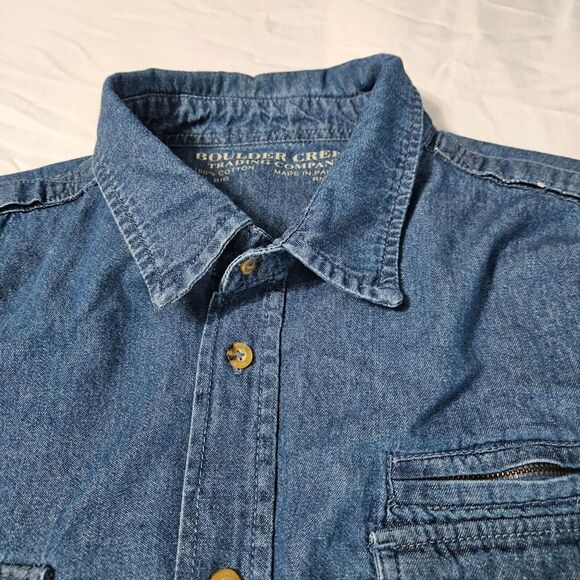 Boulder Creek Womens Sleeveless Shirt Button Up Size 2XL Blue Jean 100% Cotton - Picture 7 of 12